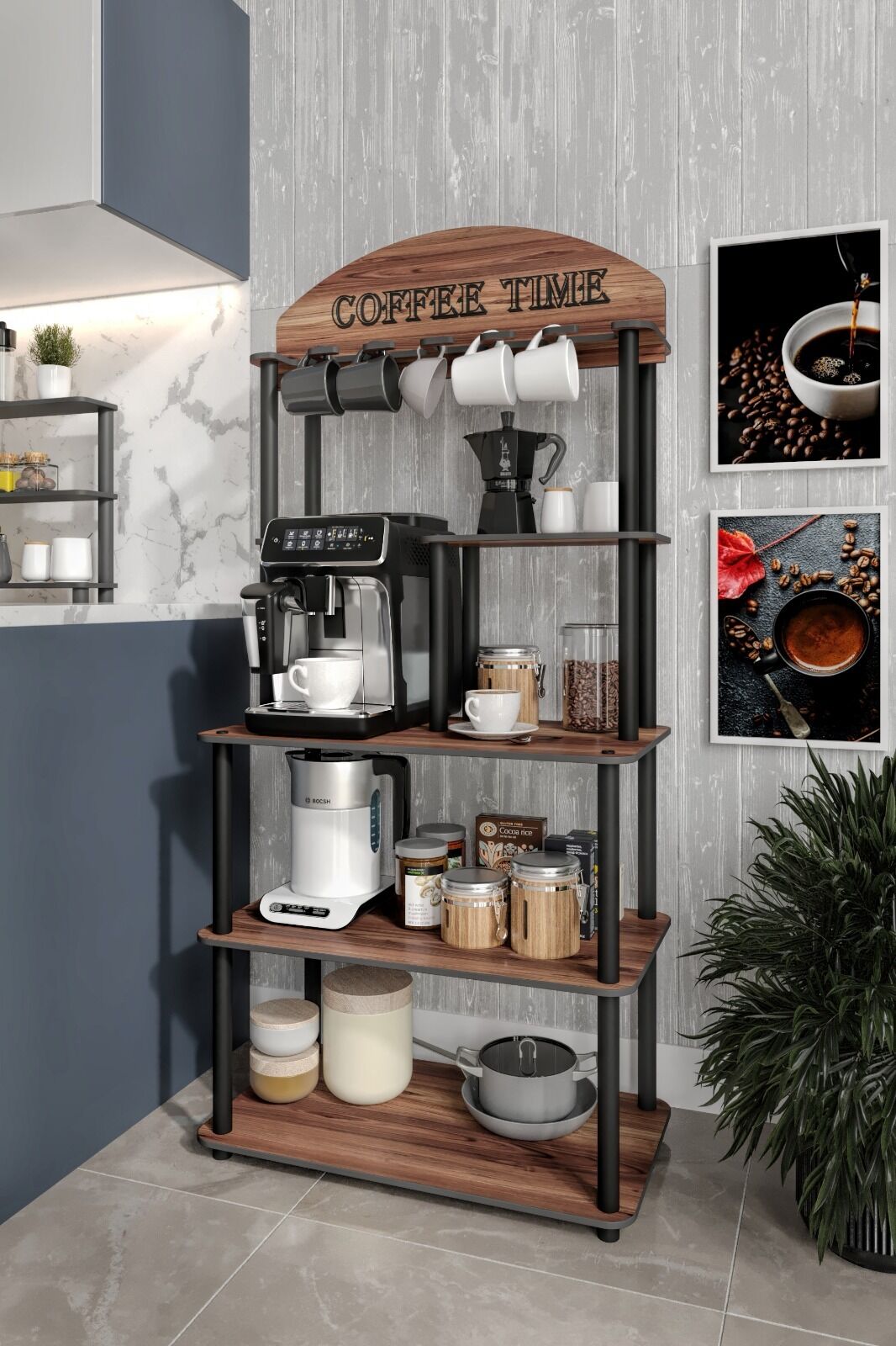 Ravilo Coffee Time Dekoratif Kahve Standı Çok Amaçlı Dolap