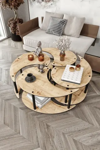 Ravilo Yin Yang 4'lü Orta Sehpa 90 cm