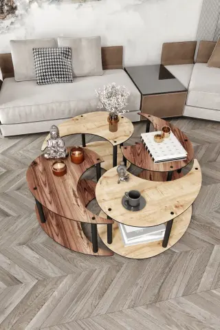 Ravilo Yin Yang 4'lü Orta Sehpa 90 cm