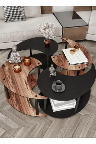 Ravilo Yin Yang 4'lü Orta Sehpa 90 cm