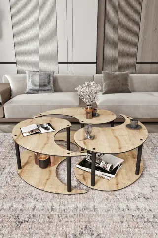 Ravilo Yin Yang 3'lü Orta Sehpa 90 cm