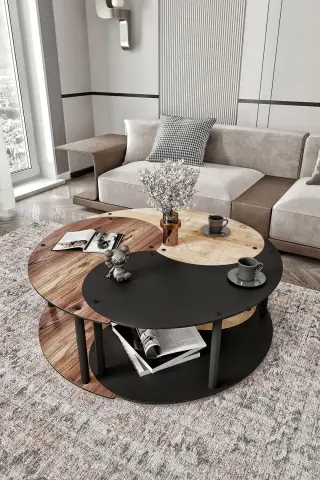 Ravilo Yin Yang 3'lü Orta Sehpa 90 cm