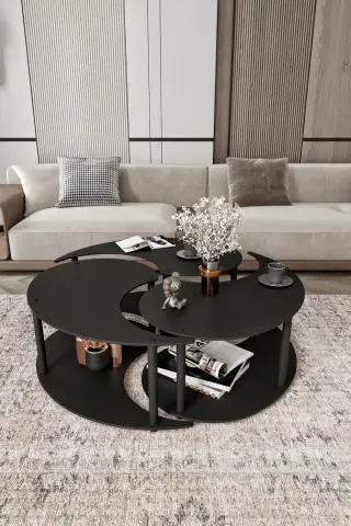 Ravilo Yin Yang 3'lü Orta Sehpa 90 cm