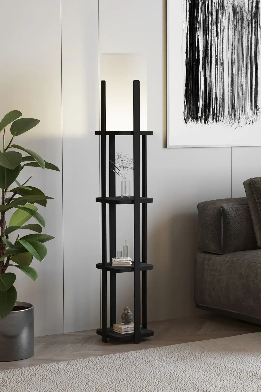 Ravilo Buye Dekoratif Raflı Lambader