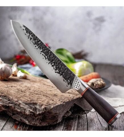 Ceronni El Dövmesi Abanoz Ağacı Saplı Japon Tarzı Şef Bıçağı