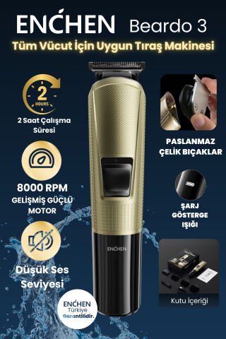 Beardo 3 Gold Çok Fonksiyonlu Tüm Vücut İçin Uygun Şarjlı Saç ve Tıraş Makinesi