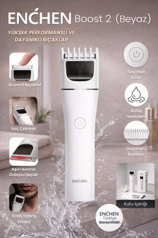 Boost 2 Beyaz Taşınabilir Şarjlı Saç Kesim Makinesi