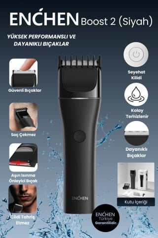 Boost 2 Siyah Taşınabilir Şarjlı Saç Kesim Makinesi