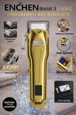 Boost 3 Gold Ayarlanabilir Başlıklı Dijital Göstergeli Şarjlı Profesyonel Saç Kesim Makinesi