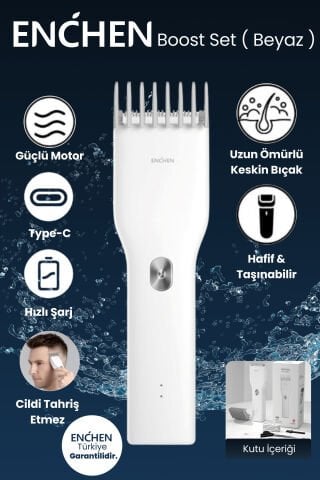 Boost Beyaz Taşınabilir Şarjlı Saç Kesim Seti