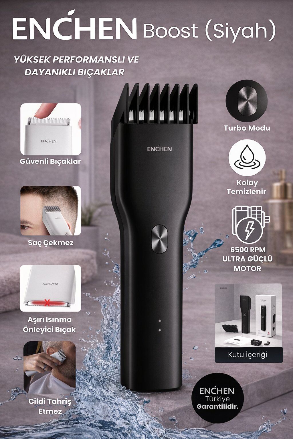 Boost Siyah Taşınabilir Şarjlı Saç Kesim Makinesi