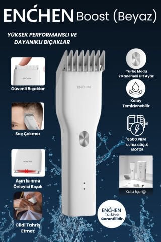 Boost Beyaz Taşınabilir Şarjlı Saç Kesim Makinesi