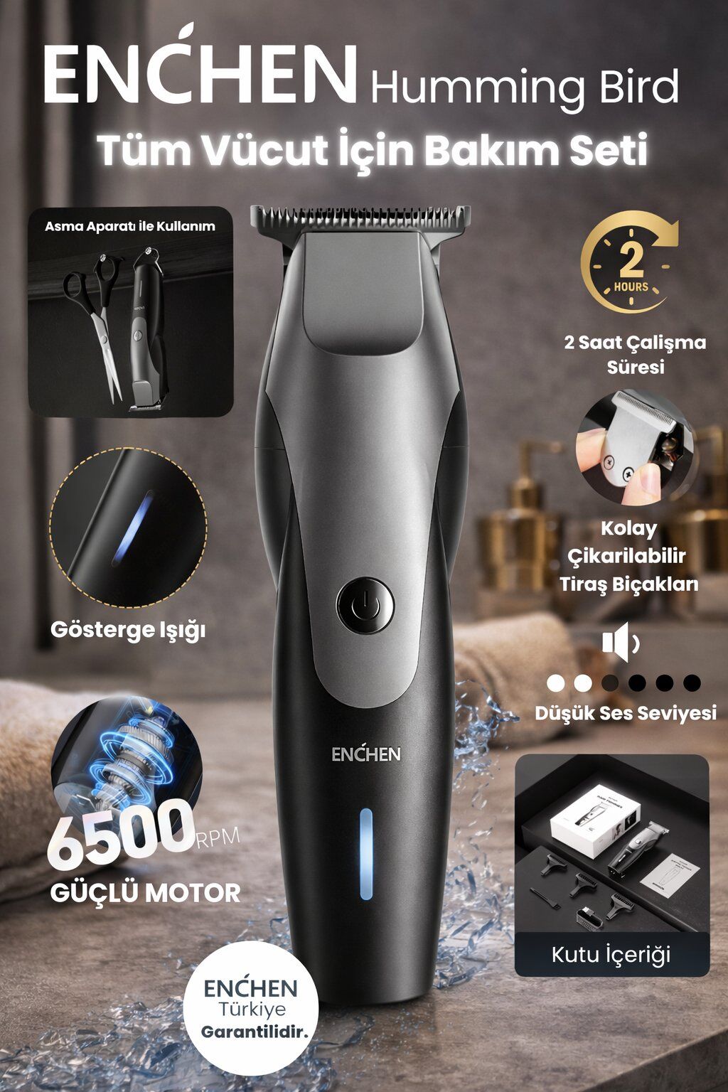 Humming Bird Siyah Hassas Kesim Şarjlı Saç ve Tıraş Makinesi