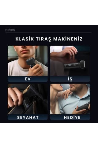 MS001 Siyah Dijital Ekranlı Ultra Yakın Kesim Folyo Başlıklı Şarjlı Tıraş Makinesi