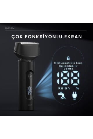 MS001 Siyah Dijital Ekranlı Ultra Yakın Kesim Folyo Başlıklı Şarjlı Tıraş Makinesi