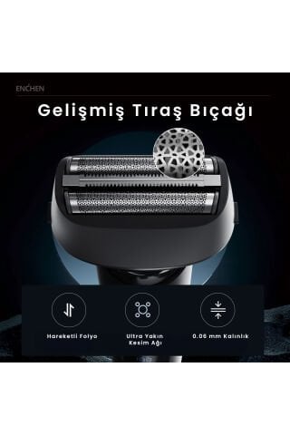 MS001 Siyah Dijital Ekranlı Ultra Yakın Kesim Folyo Başlıklı Şarjlı Tıraş Makinesi