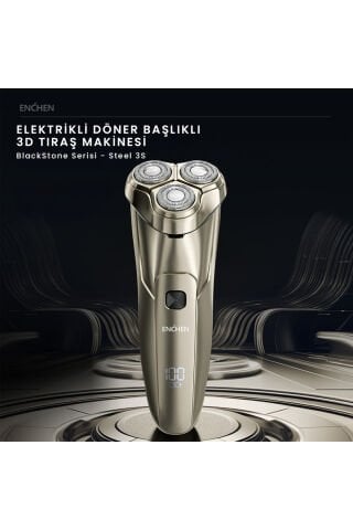 Steel 3S Gold Çift Yönlü Kavisli Bıçaklı Dijital Ekranlı Suya Dayanıklı Şarjlı Tıraş Makinesi