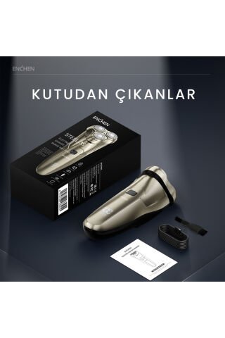 Steel 3S Gold Çift Yönlü Kavisli Bıçaklı Dijital Ekranlı Suya Dayanıklı Şarjlı Tıraş Makinesi