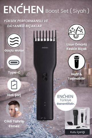 Boost Siyah Taşınabilir Şarjlı Saç Kesim Seti