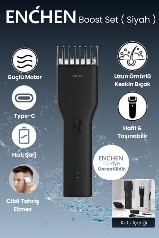 Boost Siyah Taşınabilir Şarjlı Saç Kesim Seti