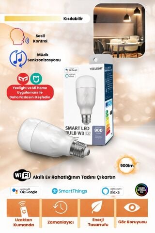 W3 Led Akıllı Ampul E27 (AYARLANABİLİR SARI)