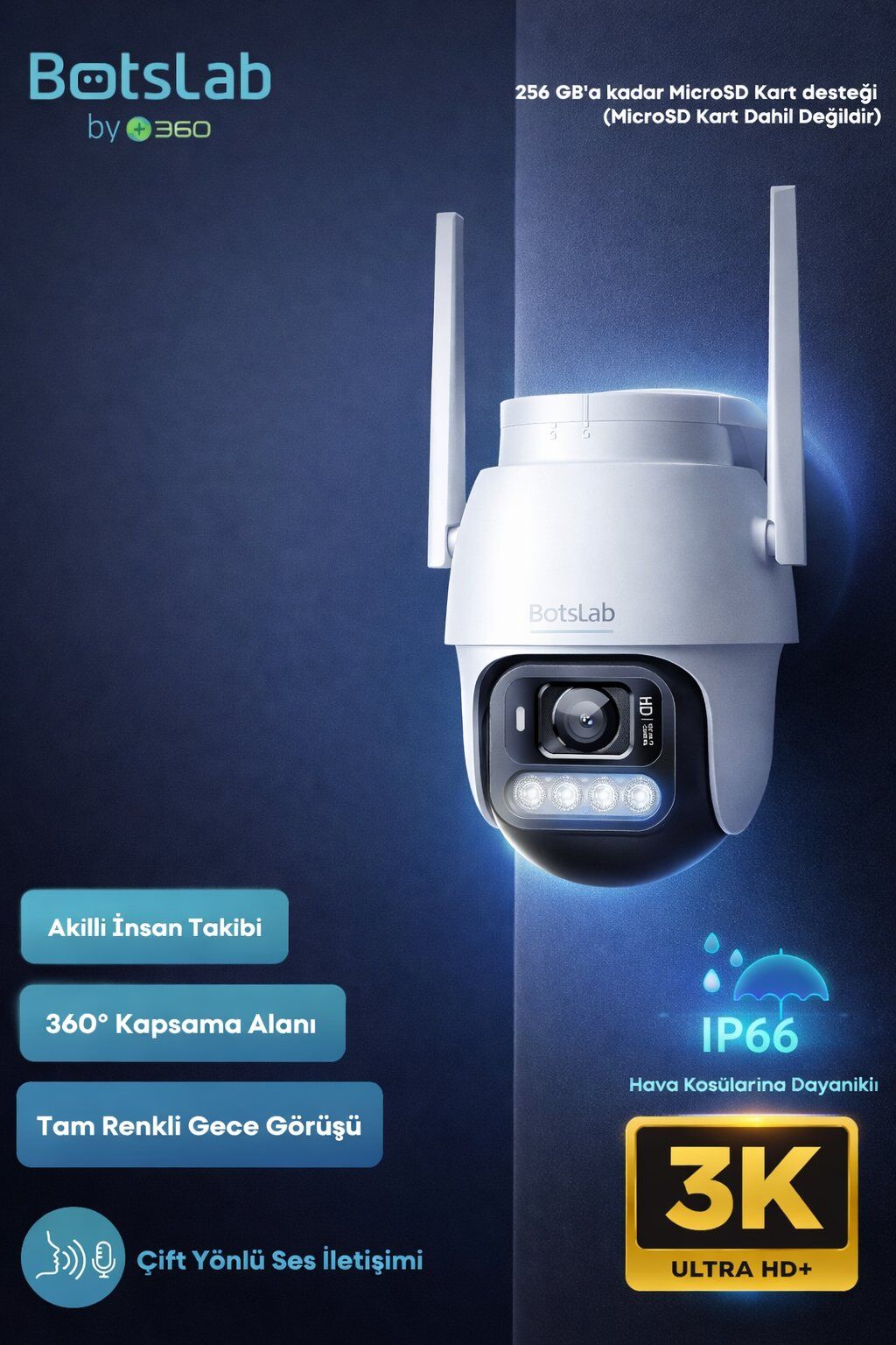 Smart W311 Outdoor Kamera 3K / Çift Yönlü Ses / 360°/ Akıllı İnsan Takibi