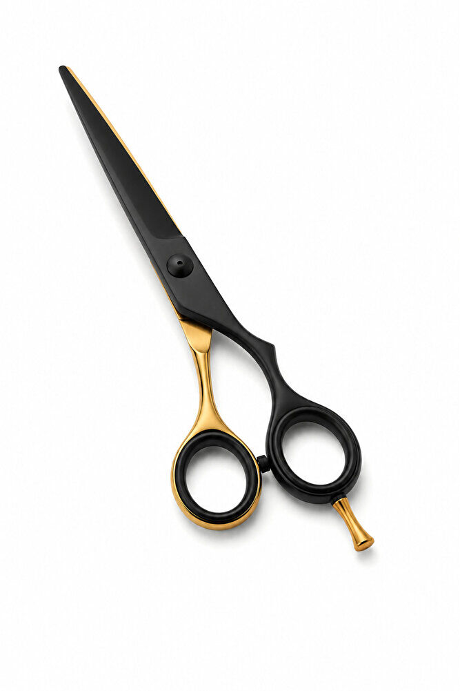 Profesyonel Barber & Kuaför Makası 6'' – Mat Siyah & Gold Özel Seri