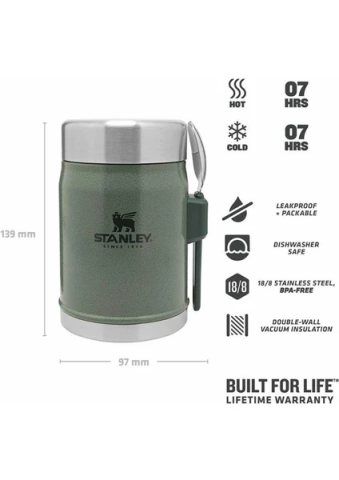 Stanley Klasik Paslanmaz Çelik Yemek Termosu Kaşıklı 0,40 LT Yeşil