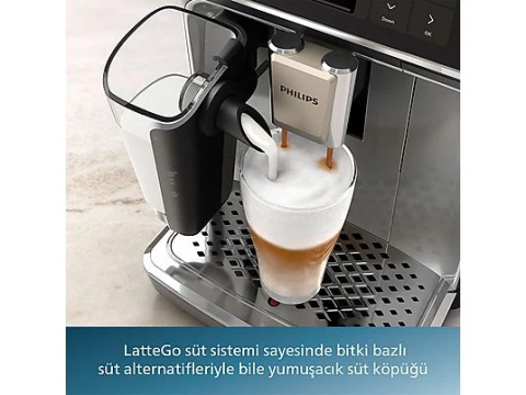 Philips LatteGo Tam Otomatik Espresso Makinesi, 12 Sıcak ve Soğuk İçecek, Silent Brew, EP4446/70