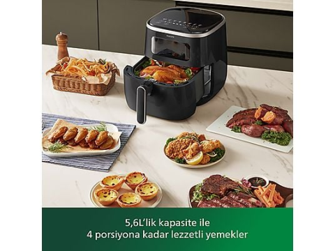 Philips 3000 Serisi XL Airfryer, 5.6L Kapasiteli Hazne, Siyah, HD9257/80