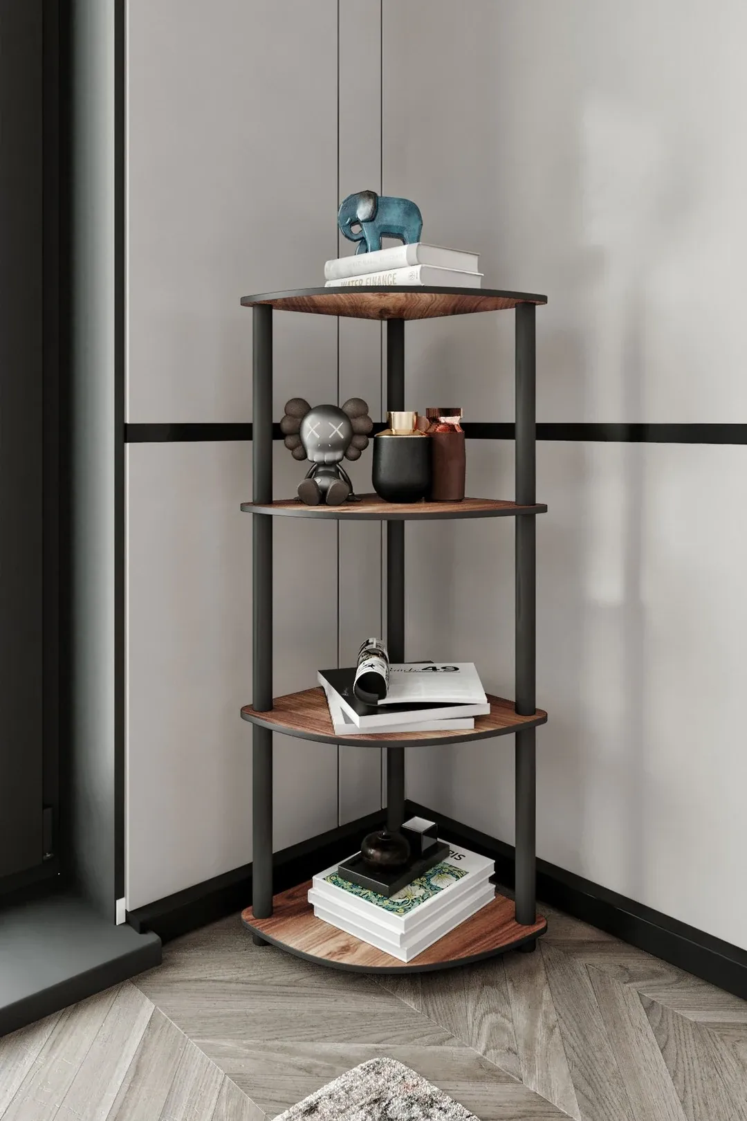 Ravilo 4 Katlı Dekoratif Köşe Kitaplık