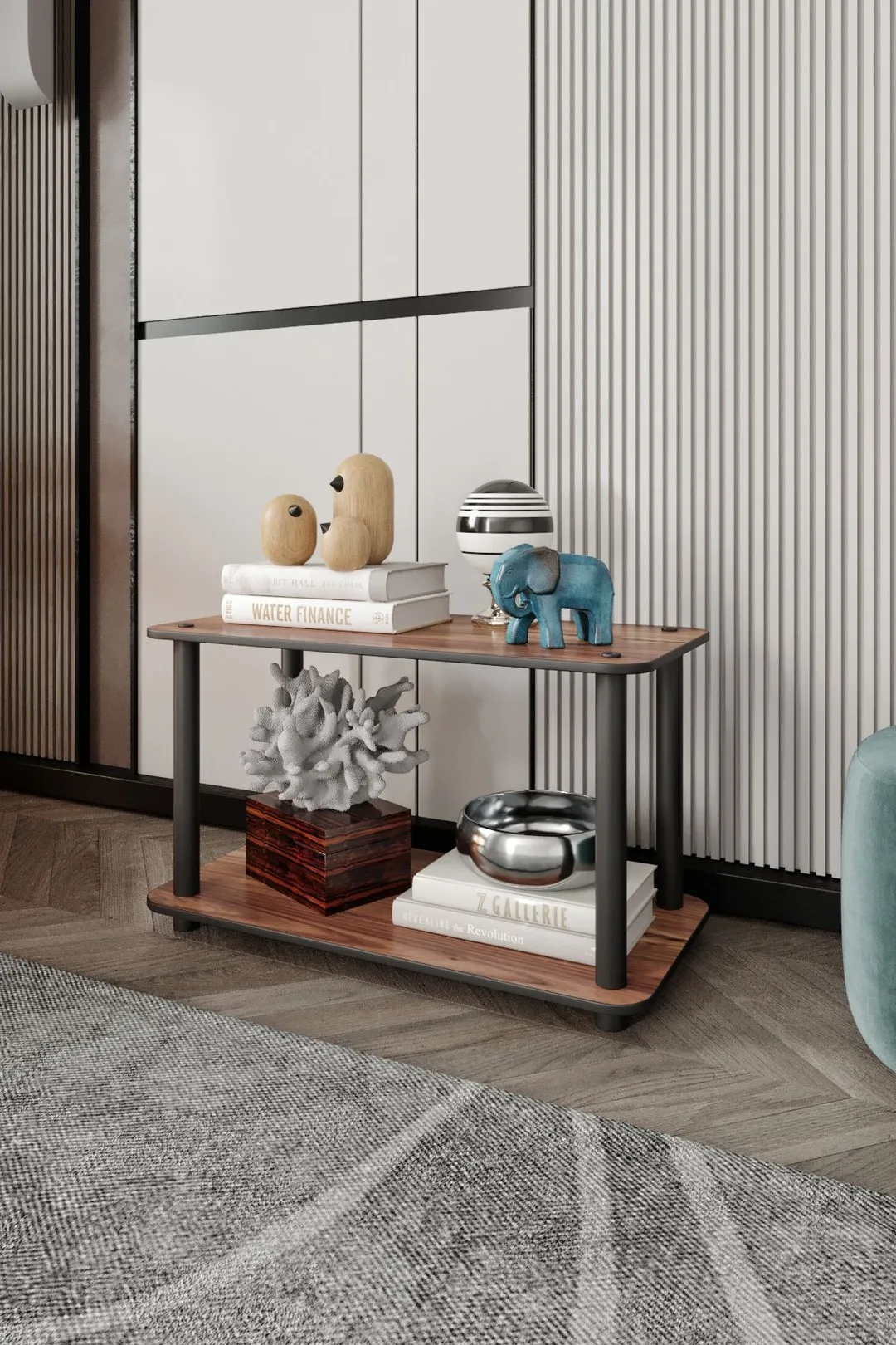 Ravilo 2 Katlı Dekoratif Diktörtgen Kitaplık