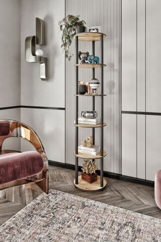 Ravilo 6 Katlı Dekoratif Yuvarlak Kitaplık