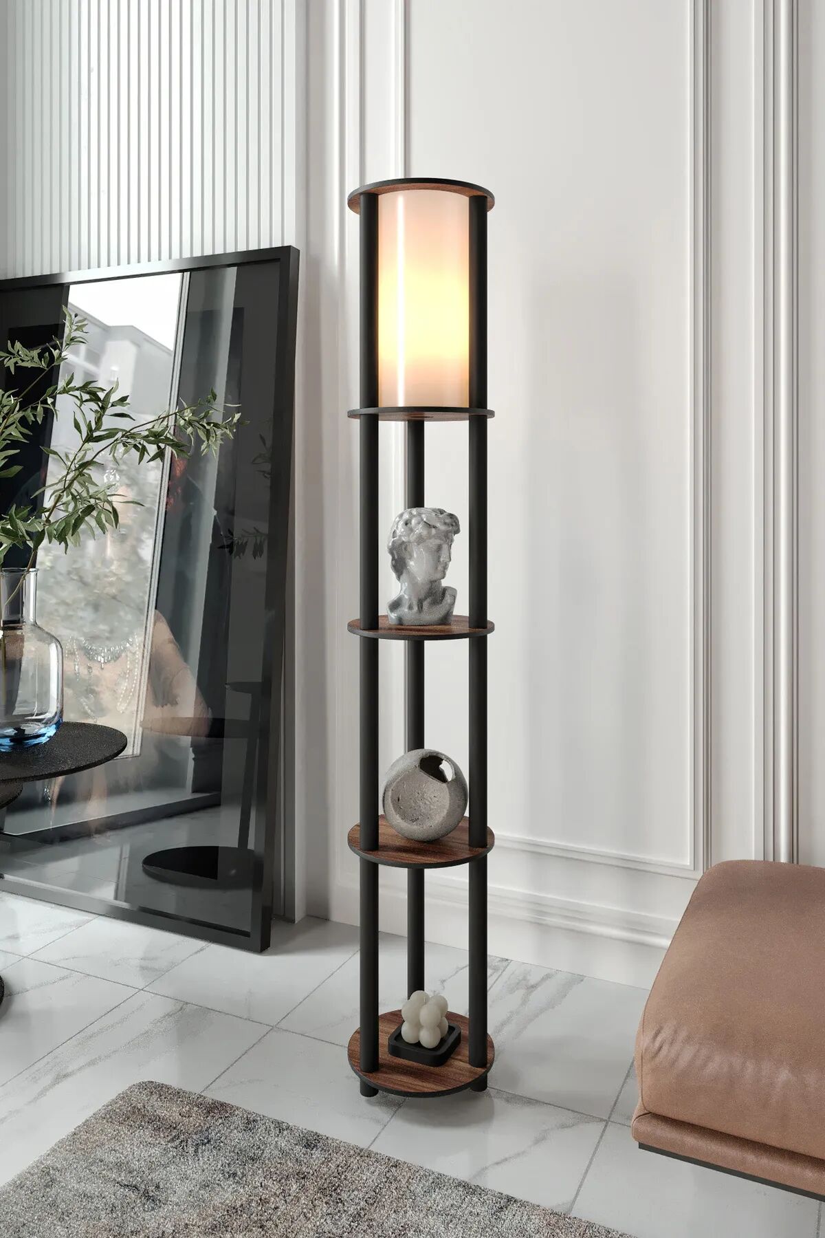 Ravilo Estantes Yuvarlak Dekoratif Raflı Lambader