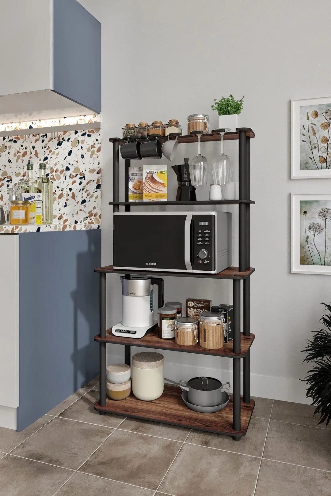 Ravilo Mikrodalga Kahve Standı Çok Amaçlı 4 Katlı Raf