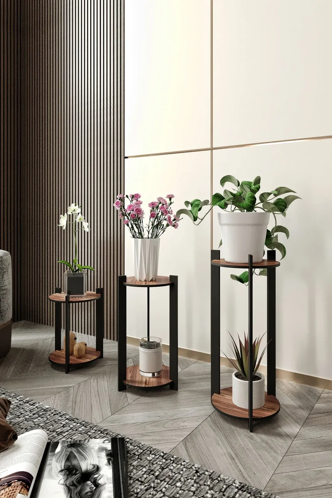 Ravilo  3'lü Yuvarlak Çiçeklik Saksılık