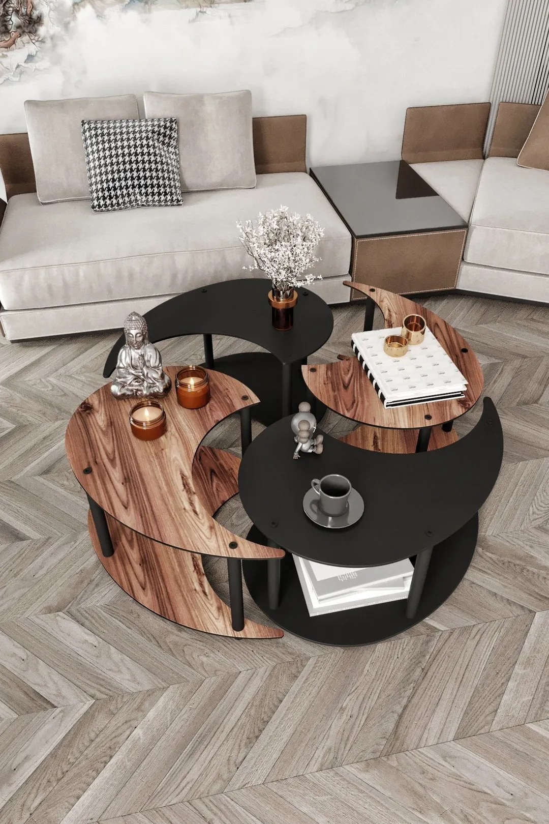 Ravilo Yin Yang 4'lü Orta Sehpa