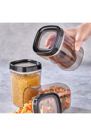 Ceronni Bonny Erzak Saklama Kabı 12Li Set 1,8 Lt 1 Lt 600 ml Siyah