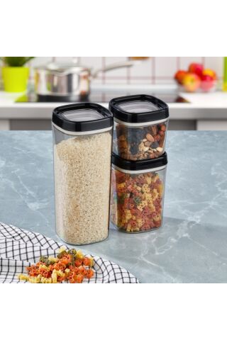 Ceronni Bonny Erzak Saklama Kabı 12Li Set 1,8 Lt 1 Lt 600 ml Siyah