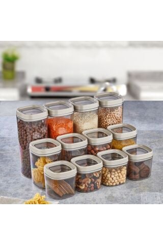 Ceronni Bonny Erzak Saklama Kabı 12Li Set 1,8 Lt 1 Lt 600 ml Bej