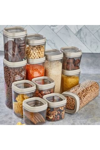 Ceronni Bonny Erzak Saklama Kabı 12Li Set 1,8 Lt 1 Lt 600 ml Bej