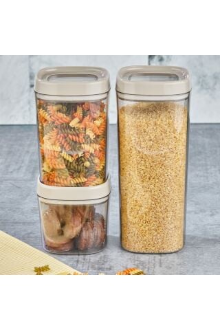 Ceronni Bonny Erzak Saklama Kabı 12Li Set 1,8 Lt 1 Lt 600 ml Bej