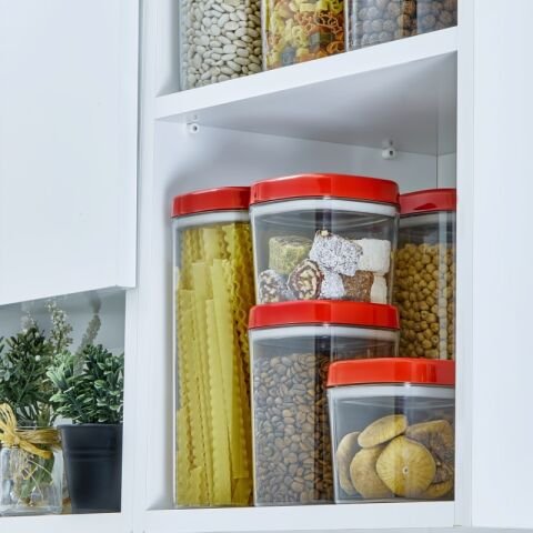 Ceronni Bonny Erzak Saklama Kabı 3lü Set 1,8Lt - 1Lt - 600Ml Kırmızı
