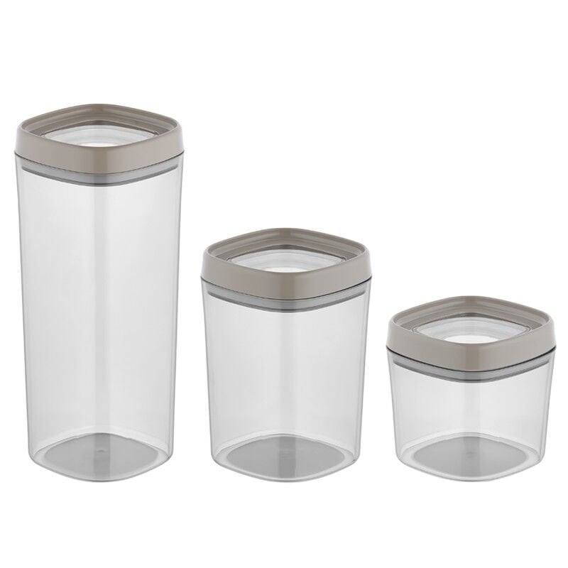Ceronni Bonny Erzak Saklama Kabı 3lü Set 1,8Lt - 1Lt - 600Ml Bej