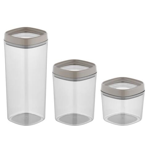 Ceronni Bonny Erzak Saklama Kabı 3lü Set 1,8Lt - 1Lt - 600Ml Bej