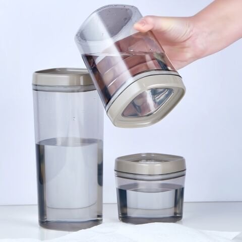 Ceronni Bonny Erzak Saklama Kabı 3lü Set 1,8Lt - 1Lt - 600Ml Bej