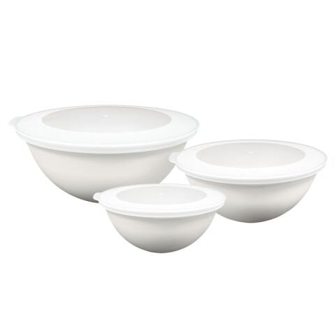 Ceronni Lunar Kapaklı Kase 3Lü Set 3Lt 2Lt 1Lt Beyaz