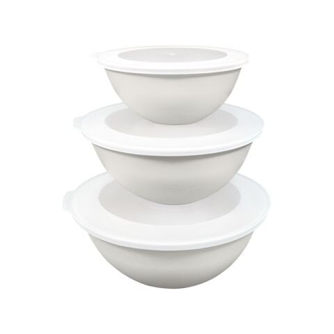 Ceronni Lunar Kapaklı Kase 3Lü Set 3Lt 2Lt 1Lt Beyaz
