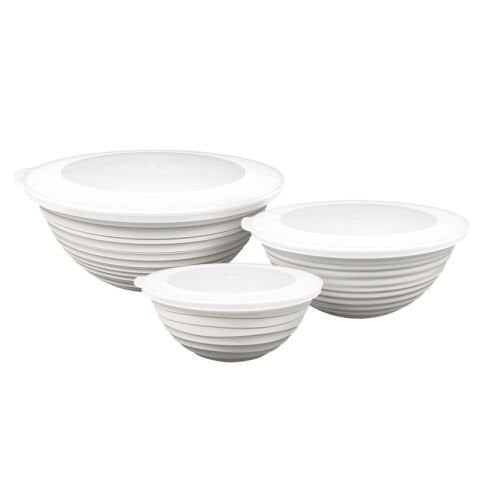 Ceronni Galaksi Desenli Kapaklı Kase 3Lü Set 3Lt 2Lt 1Lt Beyaz