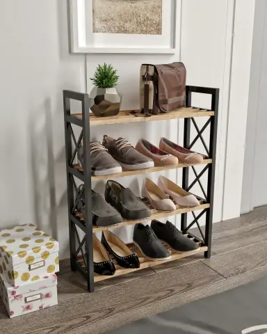 Ravilo Çok Amaçlı Raf 4 Katlı Ayakkabılık Meşe